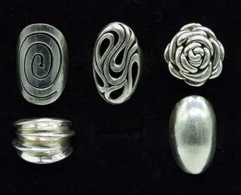 5 Chunky Sterling Fashion Rings