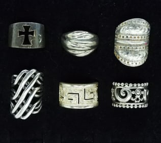 6 Sterling Band Rings