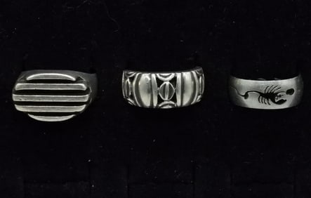 3 Solid Sterling Rings