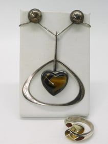 Tigers Eye & Colored Mother of Pearl 925 Set