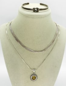 Amber Necklace & Other Sterling Jewelry