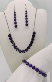 Round Amethyst 925 Necklace Set