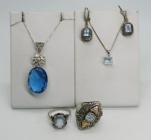 Blue Topaz Sterling Necklaces, Earrings +