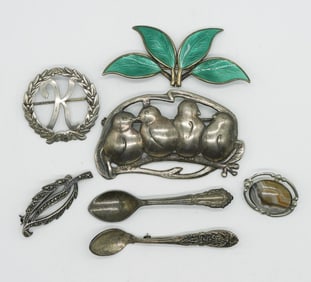 7 Sterling Vintage Brooches