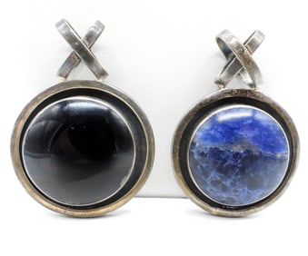 Sodalite & Black Onyx Taxco 925 Pendants