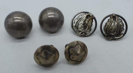 3 Vintage Sterling Screw Back Earrings