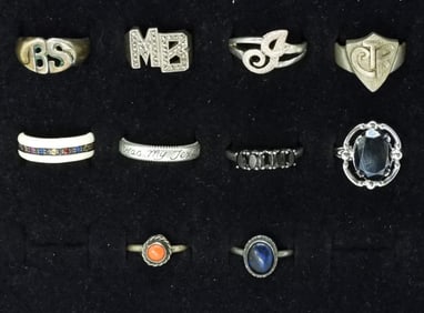 10 Sterling Fashion Rings - Some Gemstones