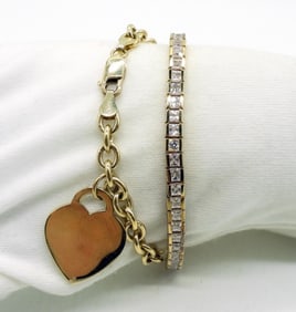 2 Gold Tone 925 Bracelets