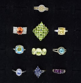 10 Sterling Fashion Gemstone Rings