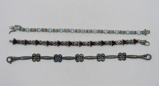 Blue Topaz & Garnet 925 Bracelets
