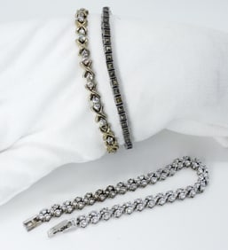 3 Sterling Tennis Bracelets