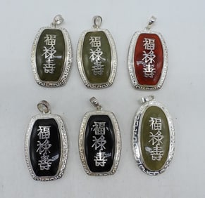 6 Sterling Gemstone Pendants