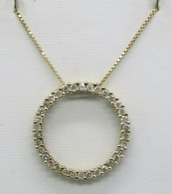 Diamond Gold Tone 925 Circle Necklace