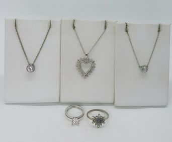 Simulated Diamond 925 Necklaces Rings