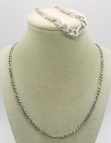 Sterling Chain Necklace and Bracelet