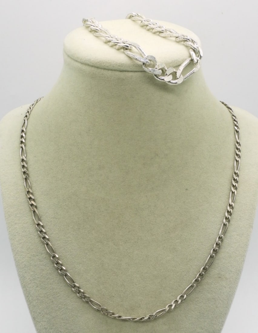 Sterling Chain Necklace and Bracelet (1 of 1)