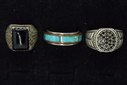 3 Sterling Men's Fashion Rings