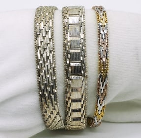 3 Sterling Woven Bracelets