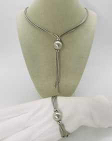 Matching Sterling Multi Strand Necklace Set