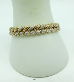 2 Gold Tone Sterling Tennis Bracelets