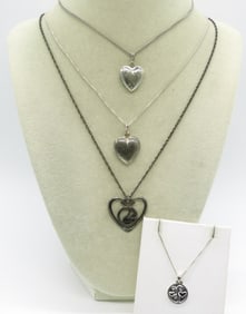 4 Sterling Pendants & Chains