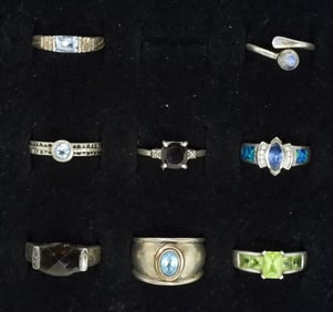 8 Sterling Gemstone Fashion Rings