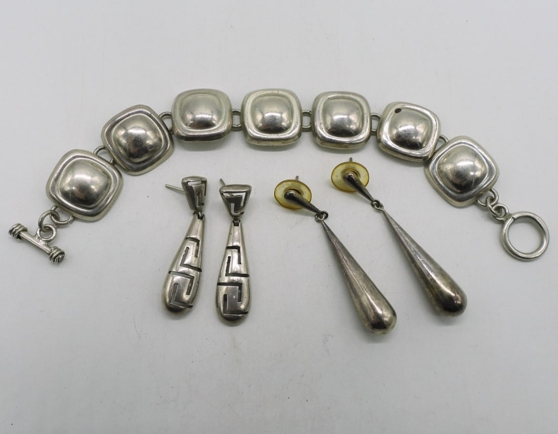 Mexico 925 Bracelet & Pierced Earrings (1 of 1)