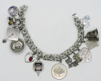Sterling Late 1960's Charm Bracelet