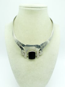 Taxco 925 Black Onyx Collar Necklace