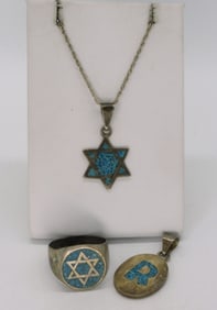 Vintage 925 Turquoise Inlay Pieces