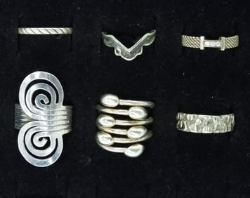 6 Sterling Fashion Rings