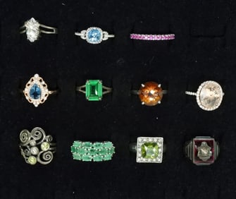 11 Sterling Fashion Gemstone Rings