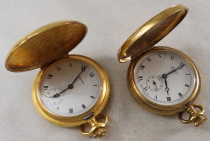 (2) Gold-Tone Hunter Pocket Watches