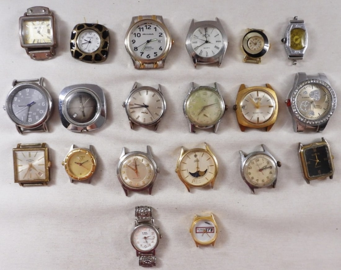 (20) Watch Faces No Bands: Watches are not verified, authenticated, or tested in running condition unless specified.
