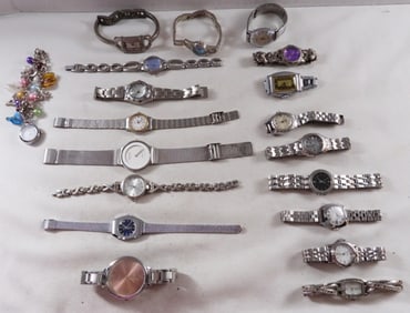 (19) Ladies' Silver-Tone Watches