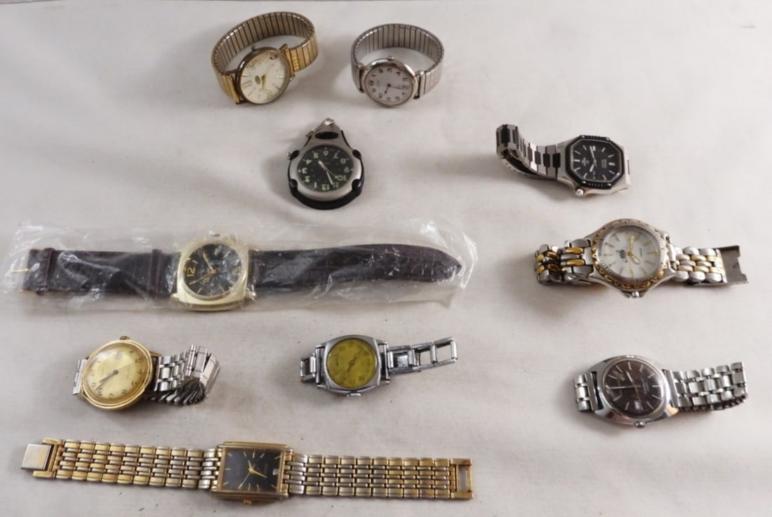 (10) Men's Mixed Watches: Watches are not verified, authenticated, or tested in running condition unless specified.