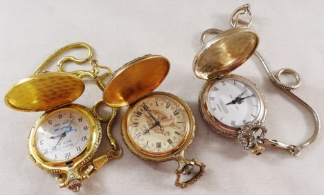 (3) Patriotic Gold-Tone Pocket Watches