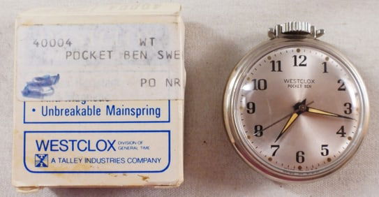 Vintage Silver-Tone Pocket Watch In Box