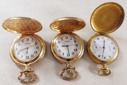 (3) Gold-Tone Pocket Watches