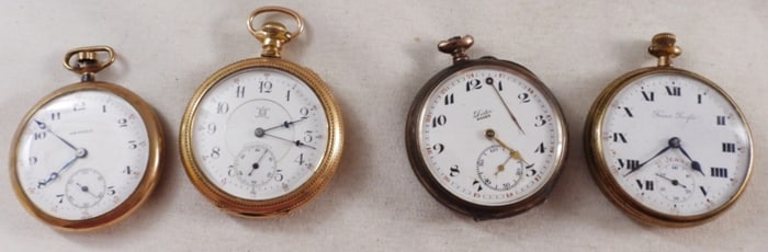 (4) Open Face Antique Pocket Watches