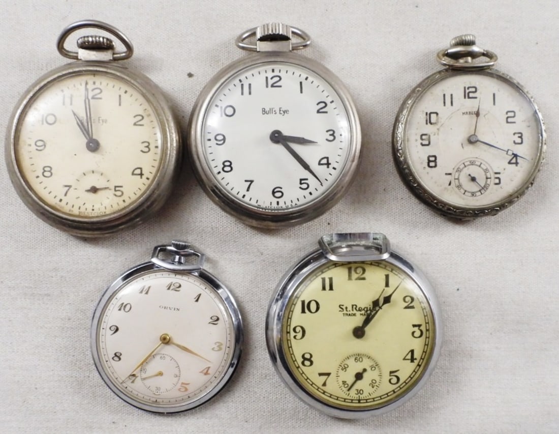 (5) Silver-Tone Open Face Pocket Watches (1 of 2)