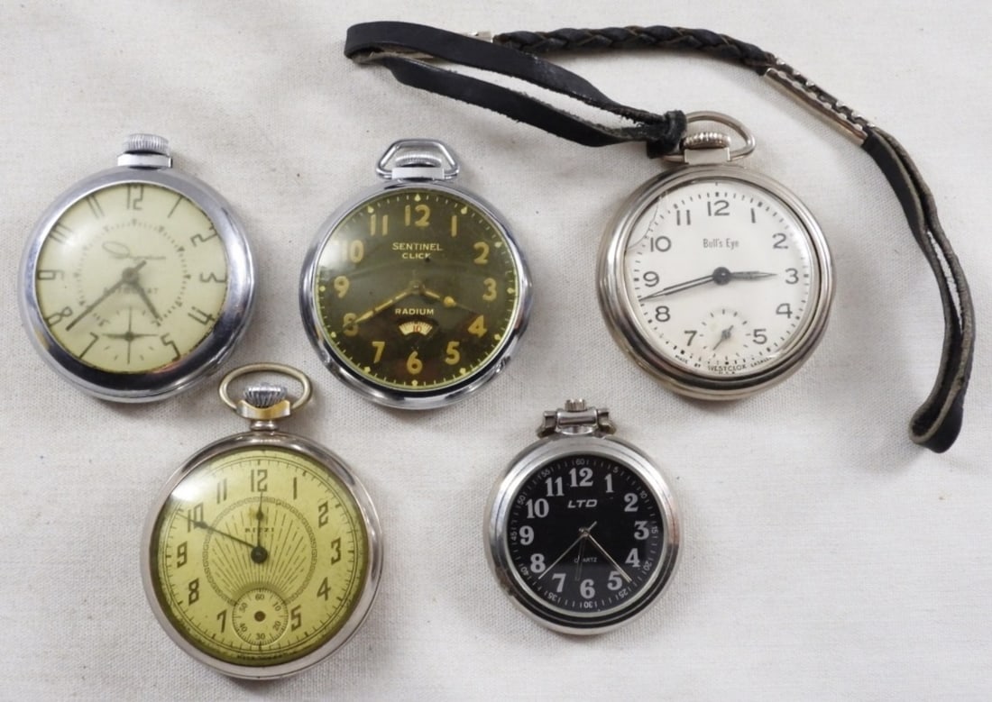 (5) Open Face Pocket Watches (1 of 3)