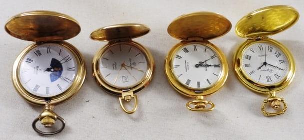(4) Gold-Tone Pocket Watches