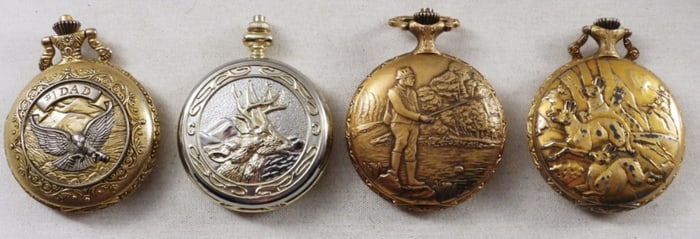 (4) Gold-Tone Ornate Pocket Watches