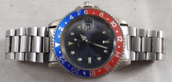 Red And Blue Beveled Watch