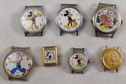 (7) Novelty Watch Faces No Bands