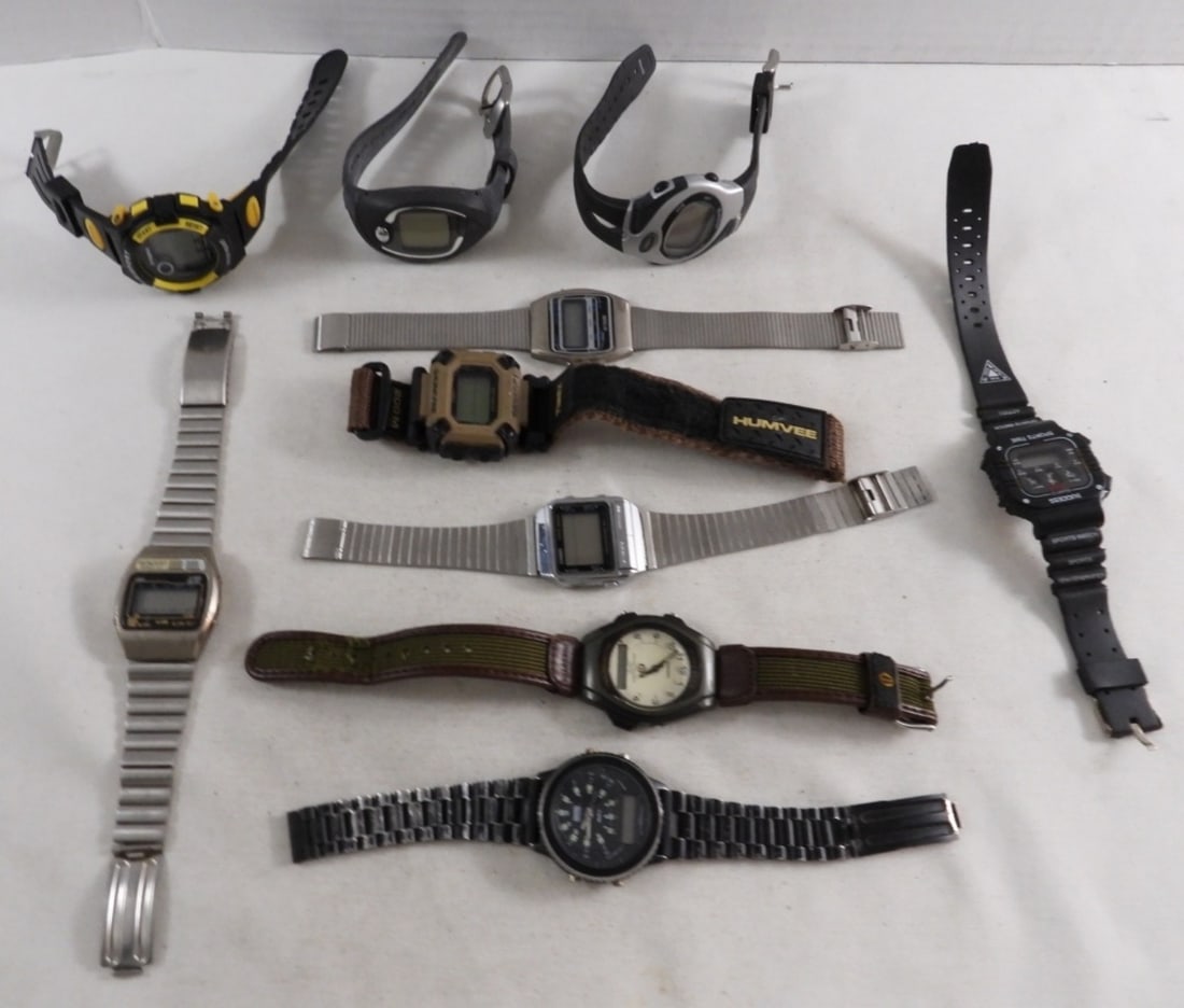 (10) Men's Digital Watches: Watches are not verified, authenticated, or tested in running condition unless specified.