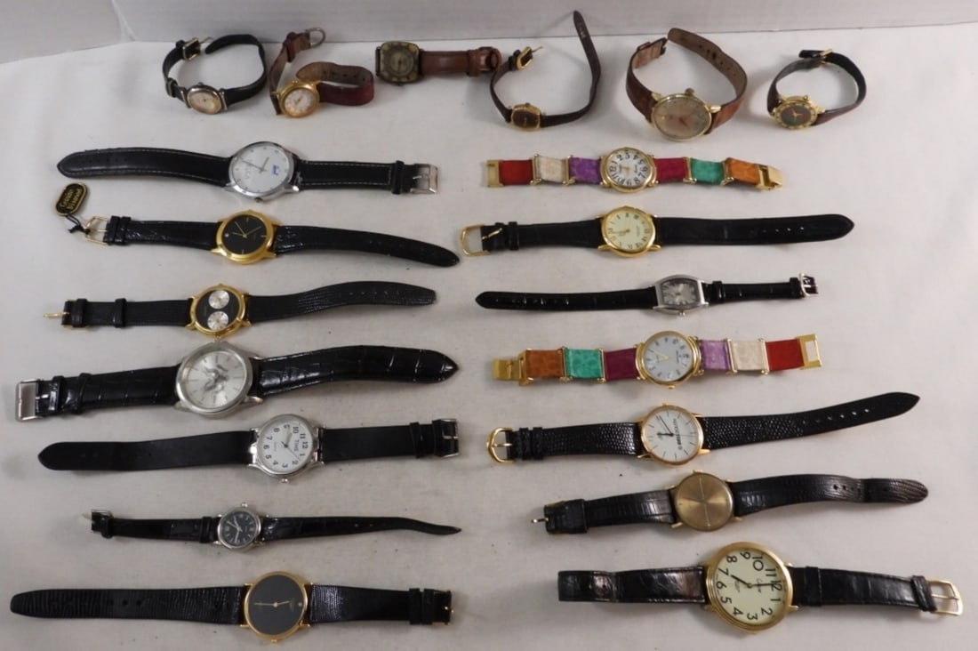 (20) Ladies' Leather Band Watches: Watches are not verified, authenticated, or tested in running condition unless specified.