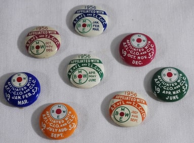 8-'55&'57 B.M.W.E. Railroad Worker Union Due Pins