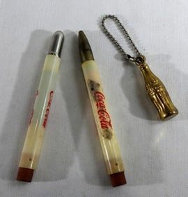 2 Coke Bullet Pencil Holders and Key Chain
